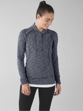 Lululemon Think Fast Pullover - Coco Pique Black - 1/4 Zip - Size 6